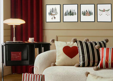 ULEGIE Christmas Winter Forest Cabin Poster Wall Art Prints Set of 4