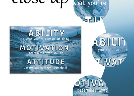 PSYYSP Ability Motivation Attitude Wall Art, Coastal Workplace Canvas Decor