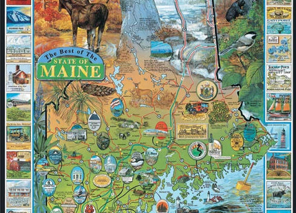 White Mountain 1000 Piece Jigsaw Puzzle State Landmarks Map, Best Of Maine