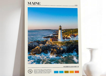 DADADADANIU Maine Photo, Maine Wall Decor, United States Poster, USA Outstanding Landscape Wall Art Poster for Home School Wall Hanging Office Kitchen Decor GiftFrame 16x24inch