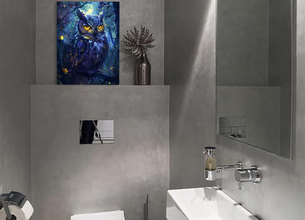 Fantasy Owl Wall Art - Owl Canvas Print Painting, Framed Artwork for Bathroom, Bedroom, Living Room - 12"x16"