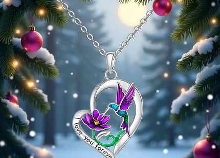 Hummingbird Necklace for Women Pendant Heart Hummingbird Necklace Jewelry