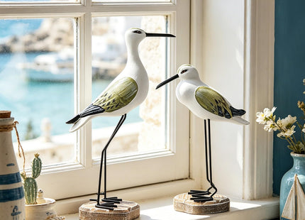 Meching 2 Pcs Wooden Seagull Figurine Sea Bird Statue Table Decorations Nautical Coastal Themed Centerpiece Decor for Home Decor Living Room Beach Party Beach Condo Table Display Holiday