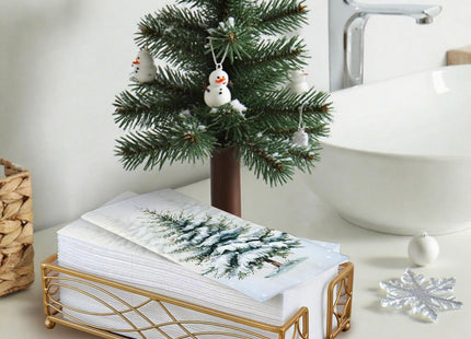 Livcoz 100 PCS Winter Snowy Pine Tree Disposable Paper Napkins