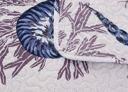 Coastal Ocean Quilt Set - King Size Bedspread & Coverlet, Lightweight Reversible Quilt, Starfish Shell Conch Home Decor