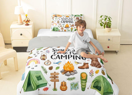 Erosebridal Forest Themed Camping Twin Bedding Set for Kids Girls Boys, RV Bunk Camper Outdoor Bed Comforter Set, Woodland Farmhouse Bear Quilt Sets, Travel Trailers Room Decor (1 Pillowcase)