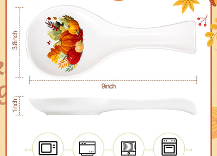 Fall Ceramic Spoon Rest, Pumpkin Pattern, Halloween Kitchen Decoration