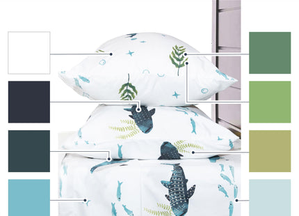 Where The Polka Dots Roam Nautical Ocean Twin Bedding Set - 3 Piece Super Soft Kids Bed Set with Fitted Sheet, Flat Sheet, and Pillowcase - Underwater Sea Creatures Design for Boys Girls Room Décor