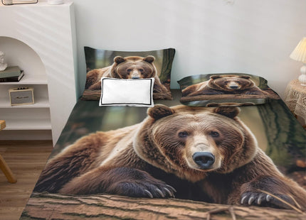 Bear Sheets Twin Sheet Set - Woodland Animal Bed Sheets, Soft Microfiber & Deep Pocket & Wrinkle Free Patterned Bedding Sheets & Pillowcases, 3 Piece ( 1 Fitted Sheet, 1 Flat Sheet, 1 Pillow Case )