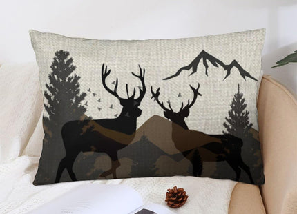 ITFRO Decorative Throw Pillow Covers Linen 12x20 inch Deer Pine Tree