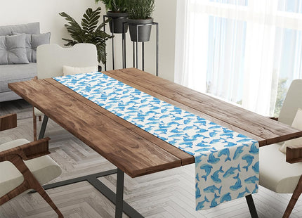Blue Whale Table Runner, Kitchen Dining Table Decor, Blue Whale Decor Gifts Table Runners for Indoor Outdoor Home Farmhouse Holiday Wedding Birthday Party Decoration, 13 x 72 Inch