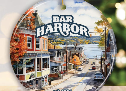 Charming Bar Harbor Street Ornament and Holiday Decoration, Maine Keepsake and Present