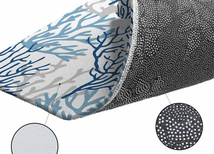 Indoor Area Rug, Navy Blue Coral Coastal Non Slip Carpet Pad Bathroom Mat, Summer Beach Seaside Nautical Kitchen Runner Area Rug for Bedroom/Living Room/Kids Room 2'7"x5'
