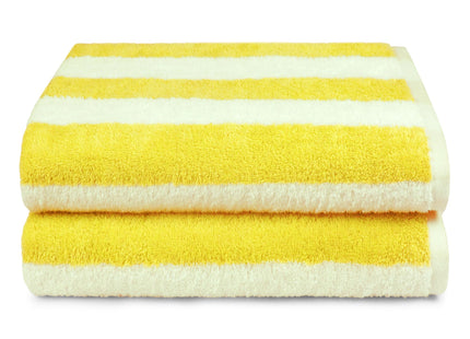 Amazon Basics 100% Cotton Beach Towel, Soft & Absorbent, Fast Drying, Cabana Stripe, Large 30" x 60", Yellow, 2-Pack