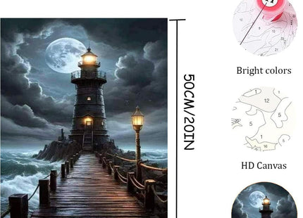 AOSGEDY Paint by Numbers for Adults Beginner, Lighthouse Adult Paint by Number Kits on Canvas, DIY Acrylic Oil Easy Painting by Numbers Kits for Home Wall Decor 16X20 Inch (Without Frame)