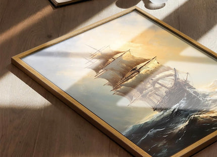 KBKBART Framed Vintage Canvas Wall Art, Sailboat Painting Prints 8x10inch