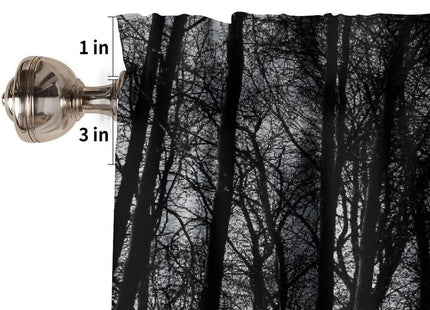 SHElifestyle Gothic Black Forest Window Valance Curtain, Gloomy Dark Forest Foggy Mysterious Pine Black Tree Forest Valance for Farmhouse Bedroom Living Room Kitchen 54x18inch