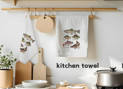 Koesus Coastal Beach Kitchen Towels, Ocean Fish Beach Hand Towels for Bathroom Decor, Fish Decor Dish Tea Towels for Kitchen Decor, 16x24 Inch