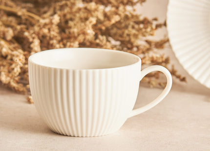 KARACA Seashell Porcelain Turkish Tea Cups & Saucers Set for 6, 200ml