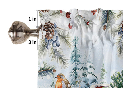 Christmas Snowman Valance Curtains for Kitchen Window 54" W x 18" L, Red Truck Xmas Tree Rod Pocket Small Curtain for Living Room Winter Robin Bird Deer Pine Valances for Windows/Bathroom/Bedroom