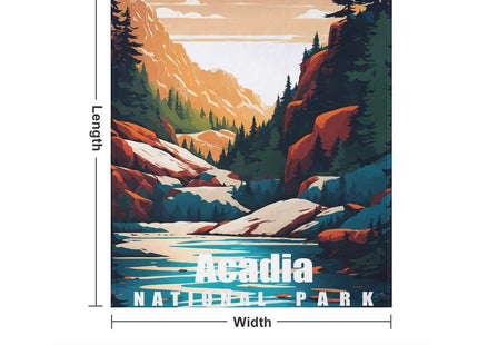 NOUCAN Acadia National Park Blanket Abstract Nature Landscape Forest Blanket Gift for Bedroom Office Living Room 50x60 Inch