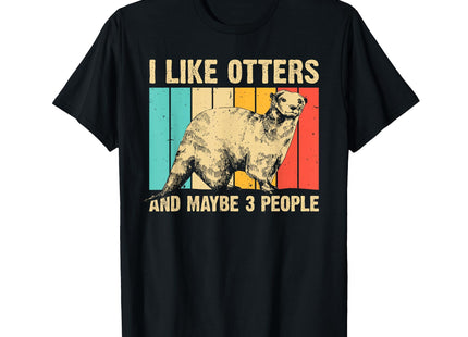 Cool Otter Design for Men Women Kids Vintage Sea Otter Lover T-Shirt, Men, Black, Small