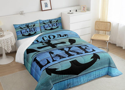 jejeloiu Lake House Decor Anchor Comforter Set Queen Size Kids Boys