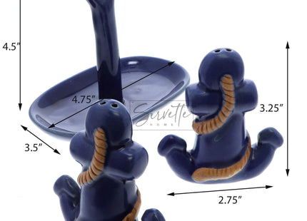 Ceramic Salt & Pepper Shakers Collectors Kitchen Décor with Tray - Anchor