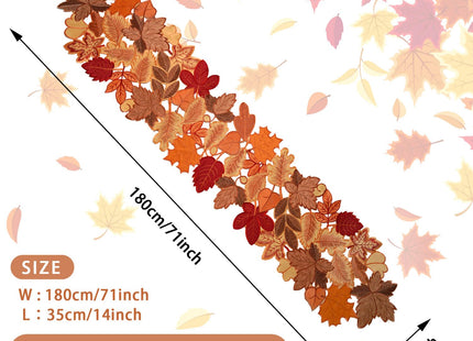 Fall Table Runner 72 Inches Long Autumn Maple Leaf Embroidered Runner