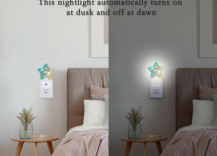 Losthll Starfish Shell Beach Night Light Plug-in Dusk to Dawn Smart Sensor White Led Nightlight for Bedroom Bathroom Kitchen Hallway Stairs Energy Efficient Decor Desk Lamp