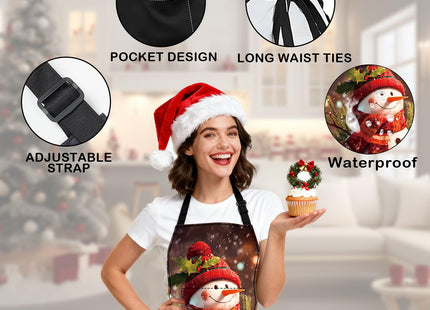 Nuxovilar Snowman Holly Christmas 26.77x30.7 Polyester Cooking Apron