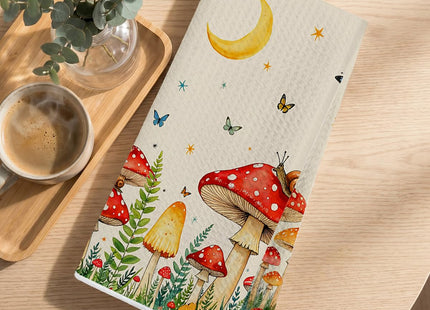 2 Pcs Mushroom Kitchen Towels, Butterfly Soft Absorbent Tea Hand Towel