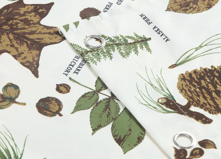 BESTRIPES Fabric Shower Curtain, Brown and Green Natural Botanical Leaf Pinecone Print Shower Curtains for Bathroom, 72" W x 72" H