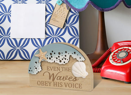 flangairy Beach Wall Decor With 3d Starfish Seashell Waves, Wooden Coastal Wall Art Nautical Beachy Theme Room Bathroom Ocean House scripture Sign Table Shelf Window Sill Decorations For Home
