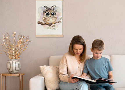 JINYO Owl Wall Decor, Coquette Leopard Bow Owl Wall Art Poster, Owl Decor for Home, Owl Gifts for Owl Lovers, Animal Lover Gifts, Owl Wall Decor Poster for Home Kids Room Playroom Nursery, 12x16 Inch
