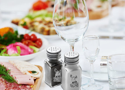 Heritage Pewter Moose Salt and Pepper Shaker Set of 2 Bottles | Expertly Crafted Pewter Glass