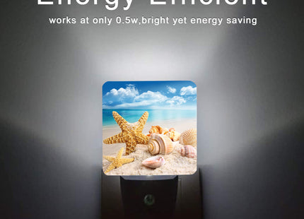 Oeaskly Starfish and Seashells Beach Night Light,Night Lights Plug into Wall for Boys Girls, Led Lights Indoor Home Decor 0.5W Nightlight Sleep Friendly