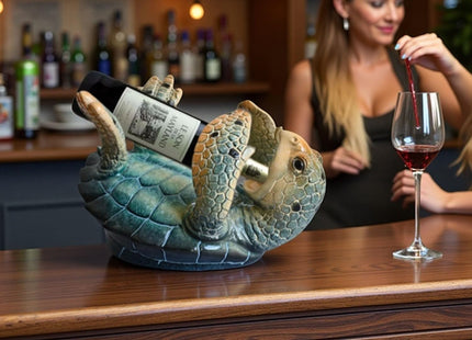 Sea Turtle Wine Bottle Holder Rack Countertop Beach Room Coastal Decor