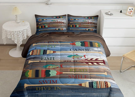Erosebridal Lake Paddle Decor Comforter Set Lake House Boating Set