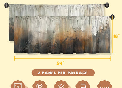 WSPNBB Abstract Curtain Valance for Windows 2 Pack Brown Wood Grain White Cloud Forest Rod Pocket Window Treatments Short Curtains for Kitchen Windows Bathroom Bedroom 54x18 Inch