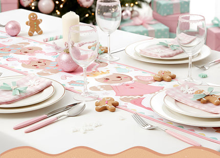 Unittype Christmas Pink Gingerbread Table Runner, 13 x 72 Inch