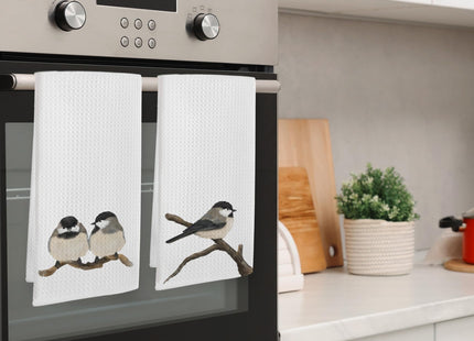 EGBTL Chickadee Bird Kitchen Towels, Rustic Farmhouse Birds Hand Towels for Bathroom Decor, Bird Lovers Gifts for Women Men Dishcloths Dish Towel for Kitchen 16x24 Inches Set of 2