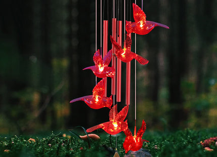 Cardinal Wind Chimes for Outside Mother Gift Red Cardinal Gifts for Women Memorial Chimes for Mom Solar Red Bird Solar Lights for Loss of Loved One Garden Cardinal Decor