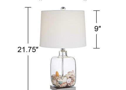 Murex 21 3/4" High Table Lamps Set of 2 Square Clear Glass Shells Coastal