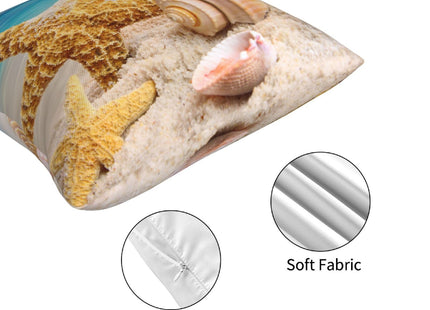 CCOCND Ocean Beach Throw Pillow Covers 18 x 18 Inch Seashell Starfish Conch Ocean Themed Decorative Pillows Soft Cushion Cases for Couch Sofa Bed Home Decor Set of 4