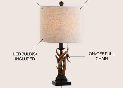 JONATHAN Y Gaston Rustic Faux Antler Resin Table Lamp 20.5", Brown
