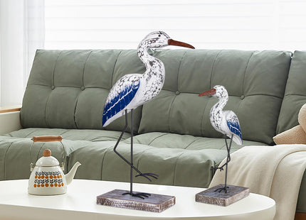 EVINIS Wooden Seagull Statues Nautical Decor, Large Sea Bird Decoration for Home Coastal Beach Ocean Table Display