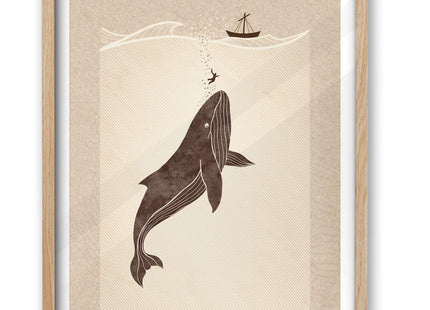 iHery 12x16in Jonah and the Whale Framed Christian Wall Art