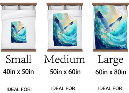 Kibue Flying Seagull Blanket - Soft & Lightweight Cozy Flannel Bird Throw Blanket - Plush Warm Blankets for Sofa, Travel, Bedroom, Office, Home Decor - Ideal Gifts for Adults Kids Women Men 60"×50"
