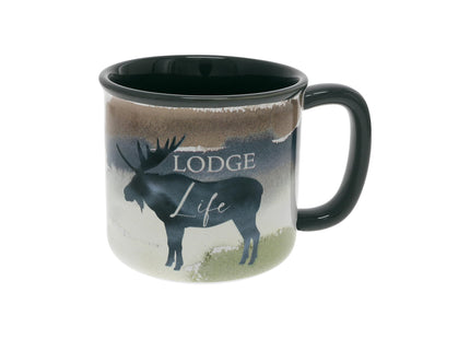 Pavilion Gift Company - Lodge Life - Moose - 17 Oz Coffee Mug Tea Cup Woodland Hiking Camping Cabin Woods Lodge Gift Outdoorsy Present